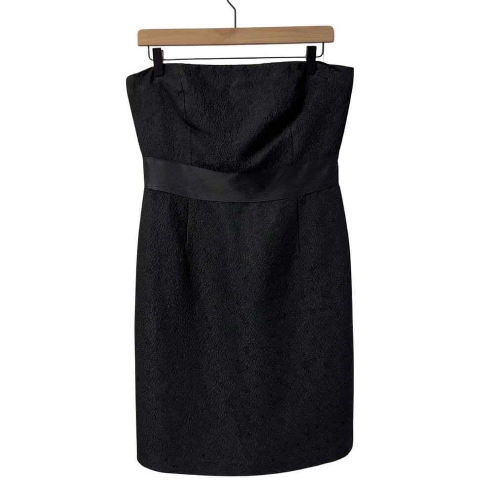 Ann Taylor Petites Black Strapless Wool Blend Jacquard Dress Size 10P - Picture 4 of 14